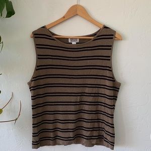 Vintage 90s tan/black striped tank top. Size Large. Excellent condition
